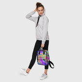 Рюкзак с принтом Цветные разводы для женщины, вид на модели спереди №4. Цвет основы: белый