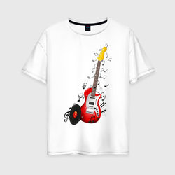 Бас-гитара – Женская футболка хлопок Oversize с принтом купить со скидкой в -16%