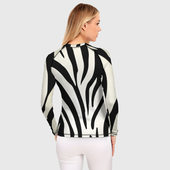 Рашгард с принтом Раскрас зебры для женщины, вид на модели сзади №2. Цвет основы: белый