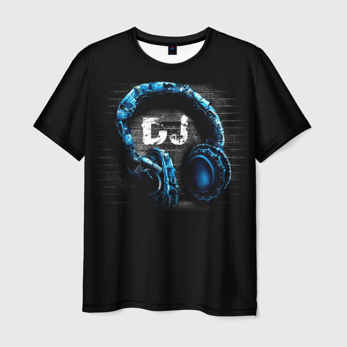 Мужская футболка с принтом DJ, вид спереди №1