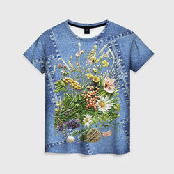 Джинсовый. Полевые цветы – Женская футболка 3D с принтом купить со скидкой в -31%