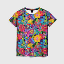 Яркие цветы – Женская футболка 3D с принтом купить со скидкой в -23%