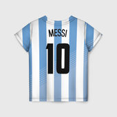 Футболка с принтом Месси — сборная Аргентины для ребенка, вид сзади №1. Цвет основы: белый