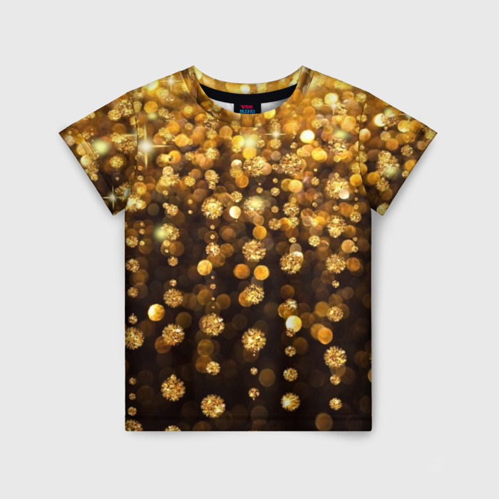 Детская футболка с принтом Золотой дождь, вид спереди №1