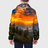 Куртка с принтом Пейзаж для мужчины, вид на модели сзади №2. Цвет основы: белый