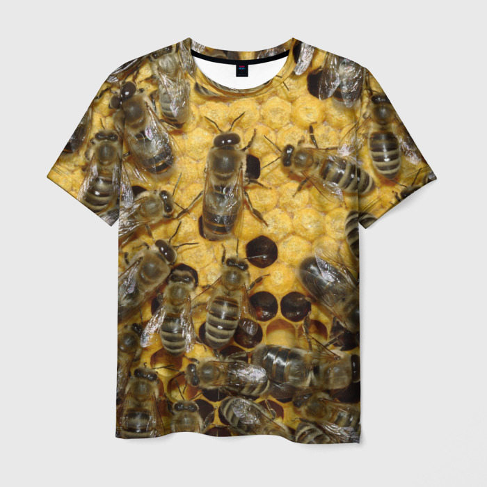 Мужская футболка с принтом Пчела, вид спереди №1