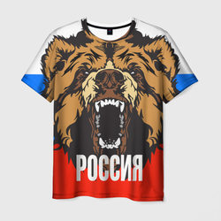 Мужская футболка Россия - агрессивный медведь со скидкой в -26%