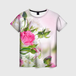 Алые розы – Женская футболка 3D с принтом купить со скидкой в -23%
