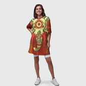 Платье с принтом Слон · Индия для женщины, вид на модели спереди №3. Цвет основы: белый