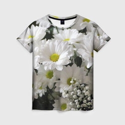 Белоснежное цветение – Женская футболка 3D с принтом купить со скидкой в -23%