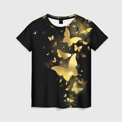 Золотые бабочки – Женская футболка 3D с принтом купить со скидкой в -31%