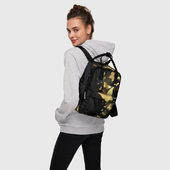 Рюкзак с принтом Золотые бабочки для женщины, вид на модели спереди №3. Цвет основы: белый
