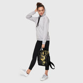 Рюкзак с принтом Золотые бабочки для женщины, вид на модели спереди №4. Цвет основы: белый