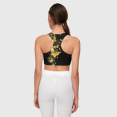 Топ с принтом Золотые бабочки для женщины, вид на модели сзади №2. Цвет основы: белый
