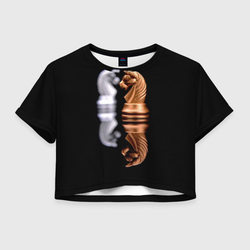 Ход конём – Женская футболка Crop-top 3D с принтом купить