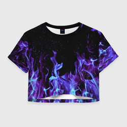 Синий огонь – Женская футболка Crop-top 3D с принтом купить