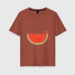 Кит Арбуз – Женская футболка хлопок Oversize с принтом купить со скидкой в -16%