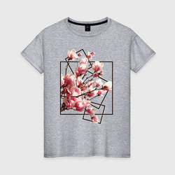 Магнолия – Женская футболка хлопок с принтом купить со скидкой в -20%
