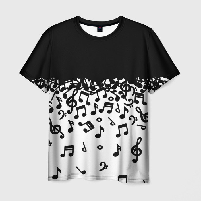 Мужская футболка с принтом Поглощение музыкой, вид спереди №1