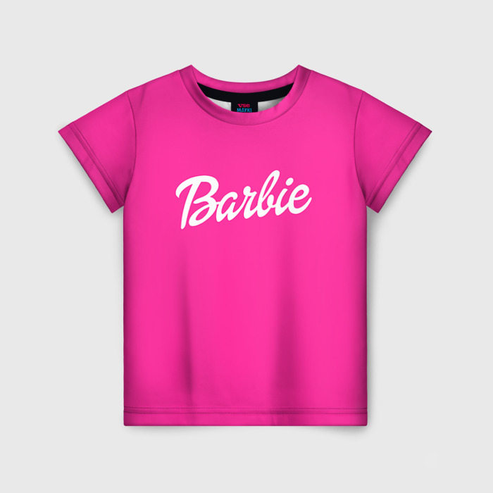 Детская футболка с принтом Барби, вид спереди №1
