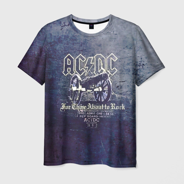 Мужская футболка с принтом AC/DC пушка, вид спереди №1