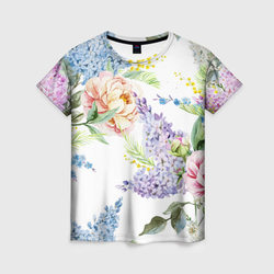 Сирень и Пионы – Женская футболка 3D с принтом купить со скидкой в -23%