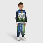 Костюм с принтом Криштиану Роналду #3 для ребенка, вид на модели спереди №2. Цвет основы: белый