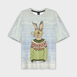 Кролик хипстер – Мужская футболка oversize 3D с принтом купить со скидкой в -50%