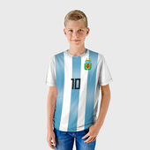 Футболка с принтом Месси ЧМ 2018 для ребенка, вид на модели спереди №2. Цвет основы: белый