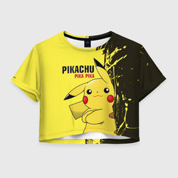Pikachu Pika Pika – Женская футболка Crop-top 3D с принтом купить