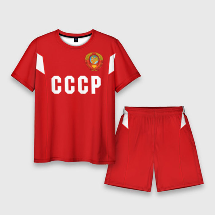 Мужской костюм с шортами с принтом Сборная СССР 1988, вид спереди №1