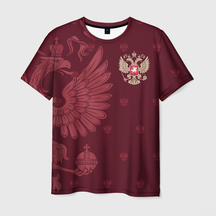 Мужская футболка с принтом Герб России, вид спереди №1