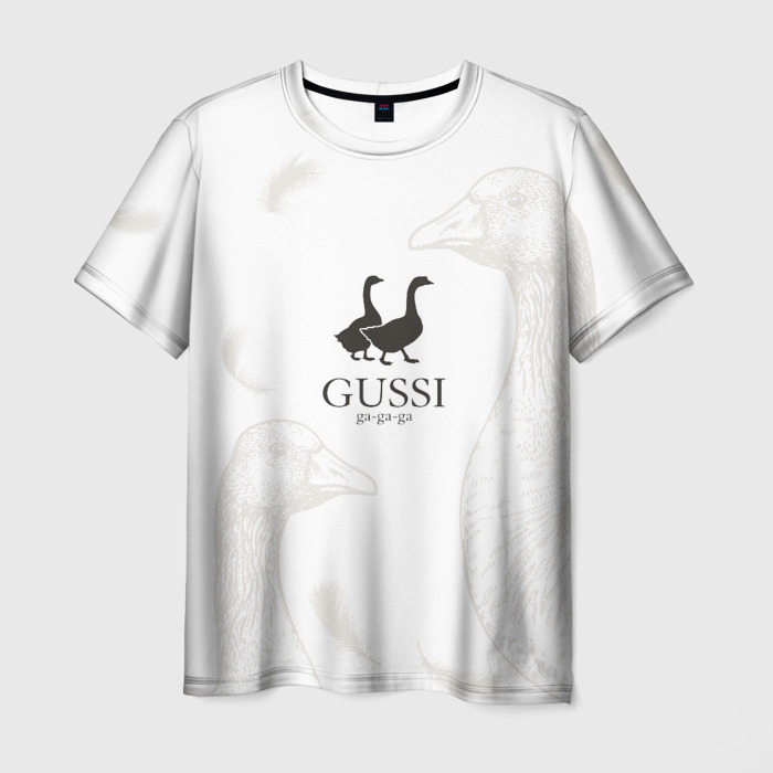 Мужская футболка с принтом GUSSI ga-ga-ga, вид спереди №1