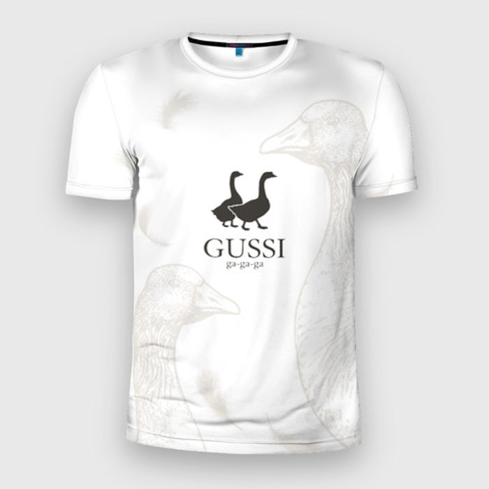 Мужская приталенная футболка с принтом GUSSI ga-ga-ga, вид спереди №1