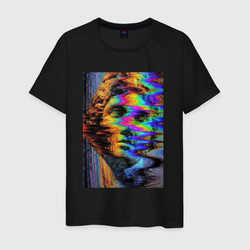 Pixel glitch wave art David statue – Мужская футболка хлопок с принтом купить со скидкой в -20%