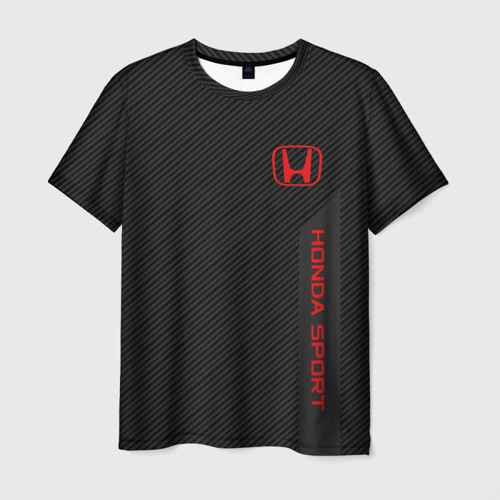 Мужская футболка с принтом Honda sport хонда спорт, вид спереди №1