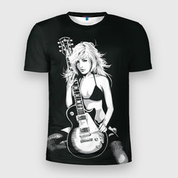 Девушка с гитарой – Мужская футболка 3D Slim с принтом купить со скидкой в -9%