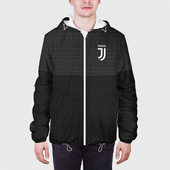 Куртка с принтом Juventus Ювентус для мужчины, вид на модели спереди №3. Цвет основы: белый