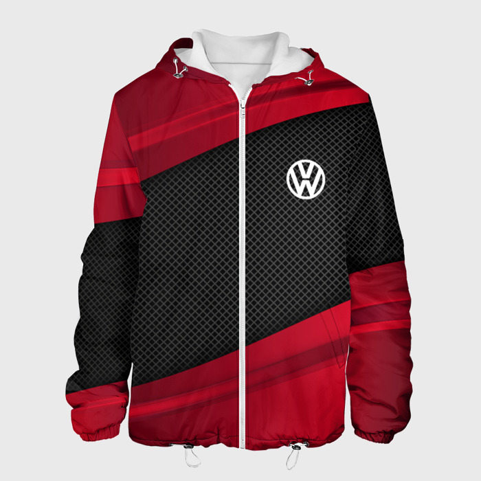 Куртка с принтом Volkswagen sport для мужчины, вид спереди №1. Цвет основы: белый