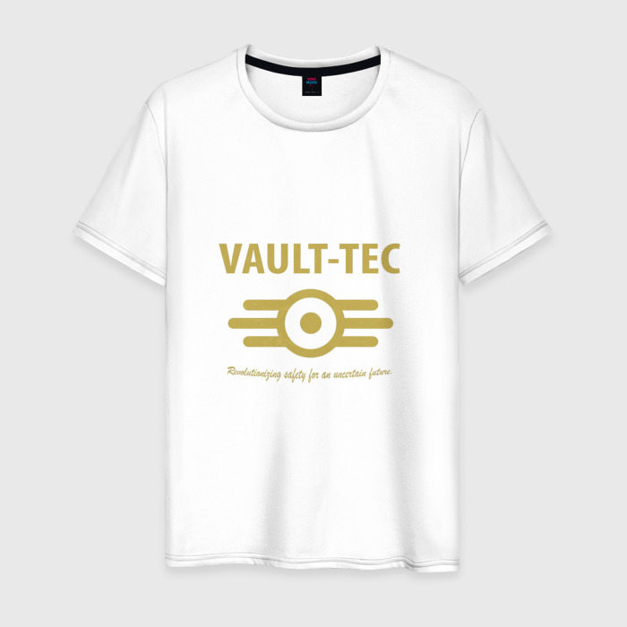 Мужская футболка из хлопка с принтом Vault Tec, вид спереди №1