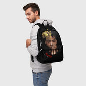 Рюкзак с принтом XXXTentacion Alone 3D для любого человека, вид спереди №2. Цвет основы: белый