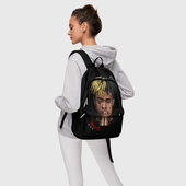 Рюкзак с принтом XXXTentacion Alone 3D для любого человека, вид спереди №4. Цвет основы: белый
