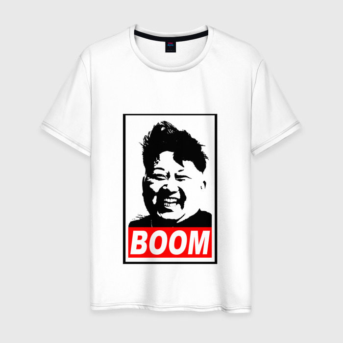 Мужская футболка из хлопка с принтом Boom Ким Чен Ын, вид спереди №1