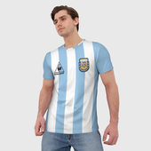 Футболка с принтом Марадона Аргентина ретро для мужчины, вид на модели спереди №2. Цвет основы: белый