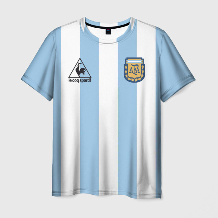 Мужская футболка с принтом Марадона Аргентина ретро, вид спереди №1