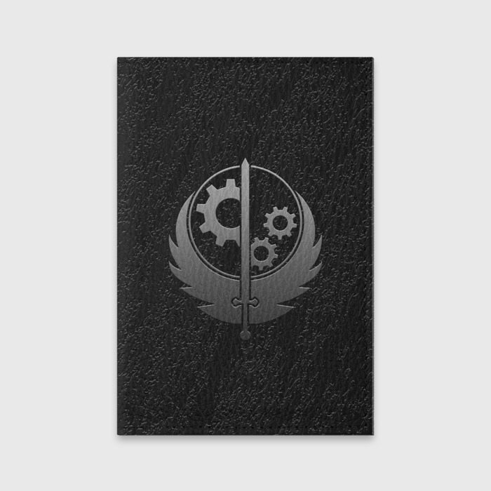Обложка для паспорта матовая кожа с принтом Братство стали Fallout, вид спереди №1