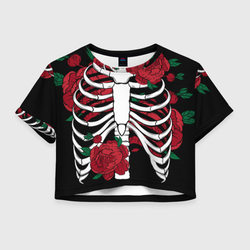 dia de los Muertos - скелет – Женская футболка Crop-top 3D с принтом купить