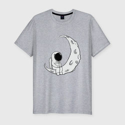Космонавт на Луне – Мужская футболка хлопок Slim с принтом купить