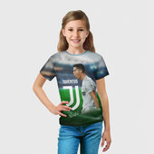 Футболка с принтом Роналдо Ювентус для ребенка, вид на модели спереди №3. Цвет основы: белый