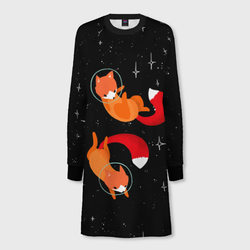 Лисички в Космосе – Женское платье-свитшот 3D с принтом купить